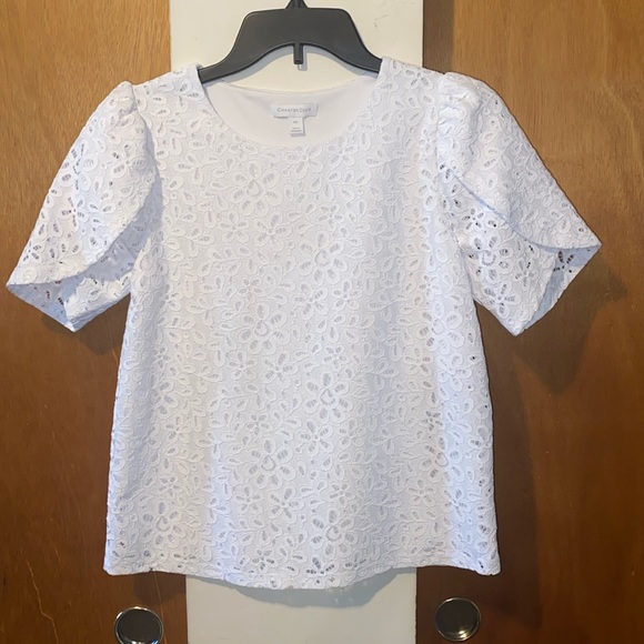 🤍NWOT Charter Club Petite Eyelet Blouse - Picture 1 of 6